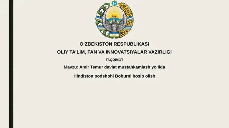 Amir TemurdavlatmustahkamlashyoʻlidaHindistonpodshohiBoburnibosibolish