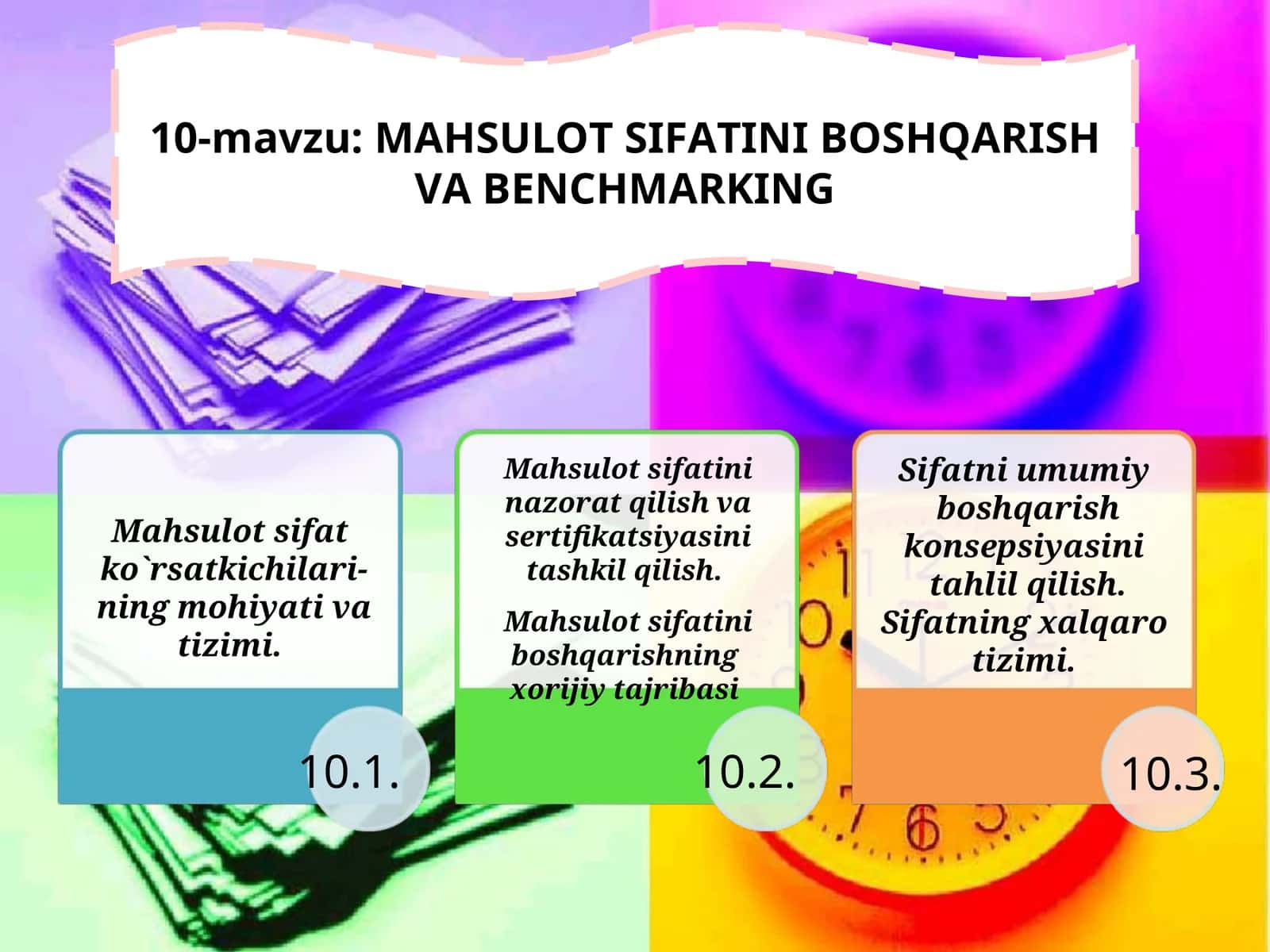 MAHSULOT SIFATINI BOSHQARISHVA BENCHMARKING