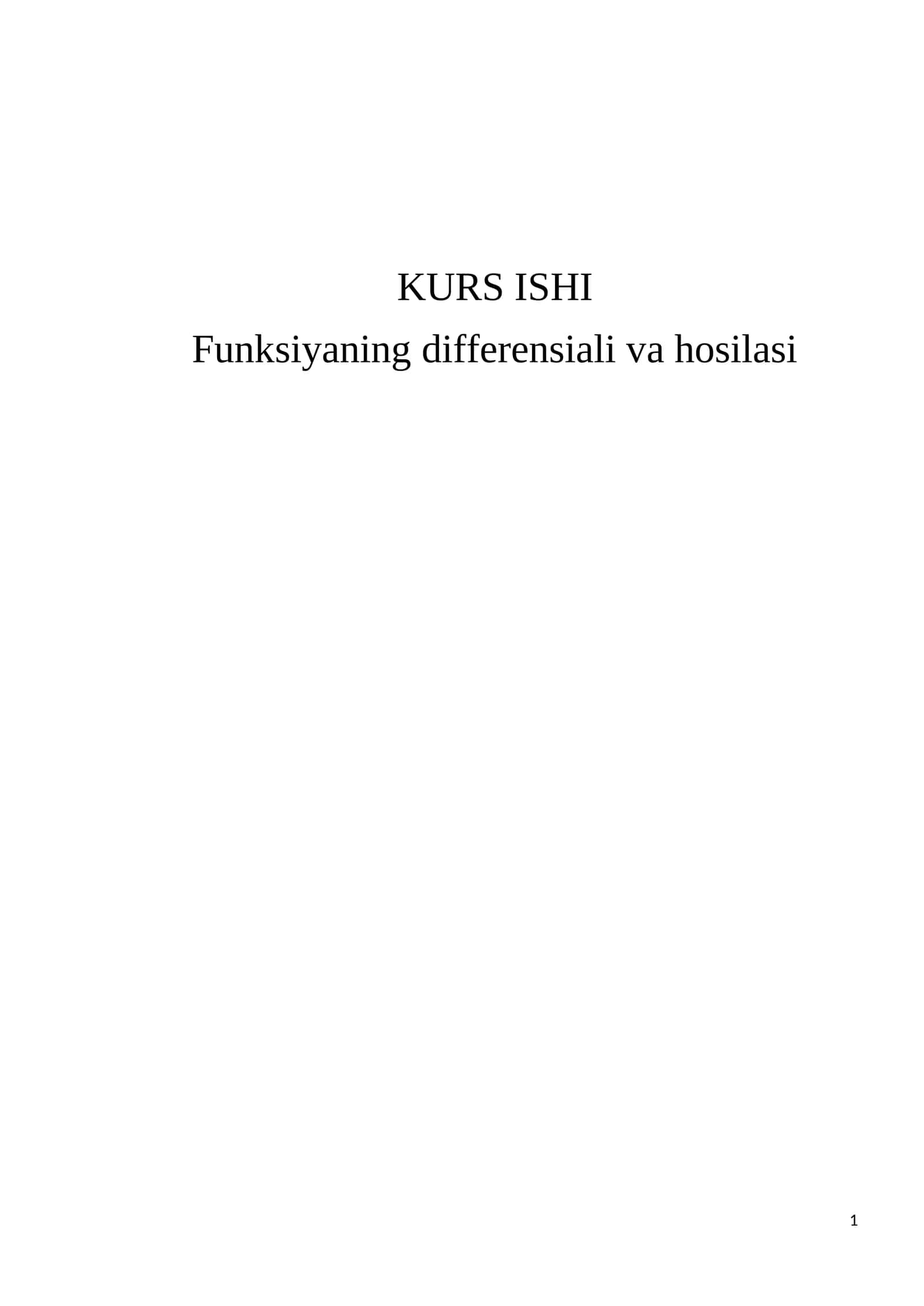Funksiyaning differensiali va hosilasi