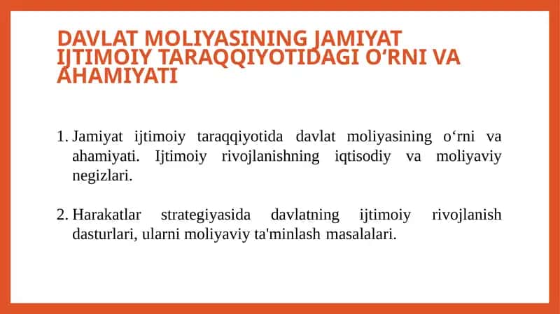 Davlat Moliyasi va Ijtimoiy Taraqqiyot