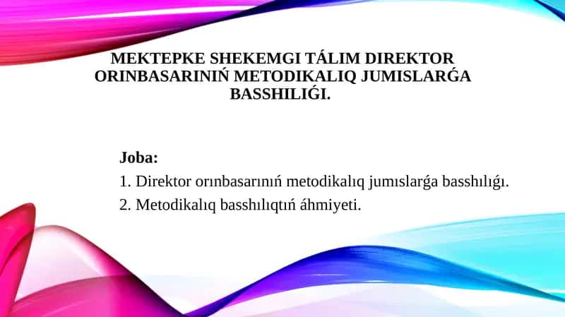 Direktororın Metodikalıq Jumıslarǵa Bassis