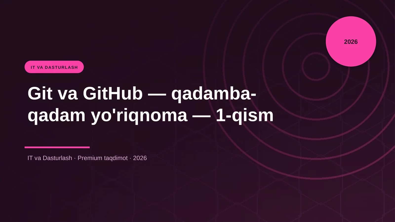 Git va GitHub — qadamba-qadam yo'riqnoma — 1-qism