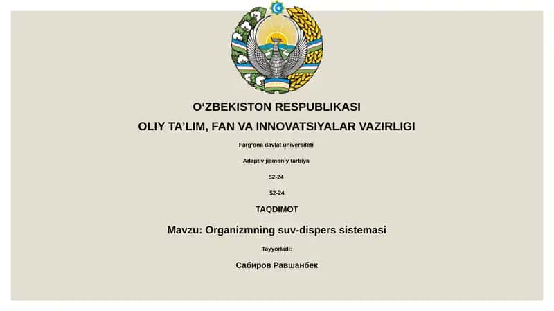Organizmning suv-dispers sistemasi