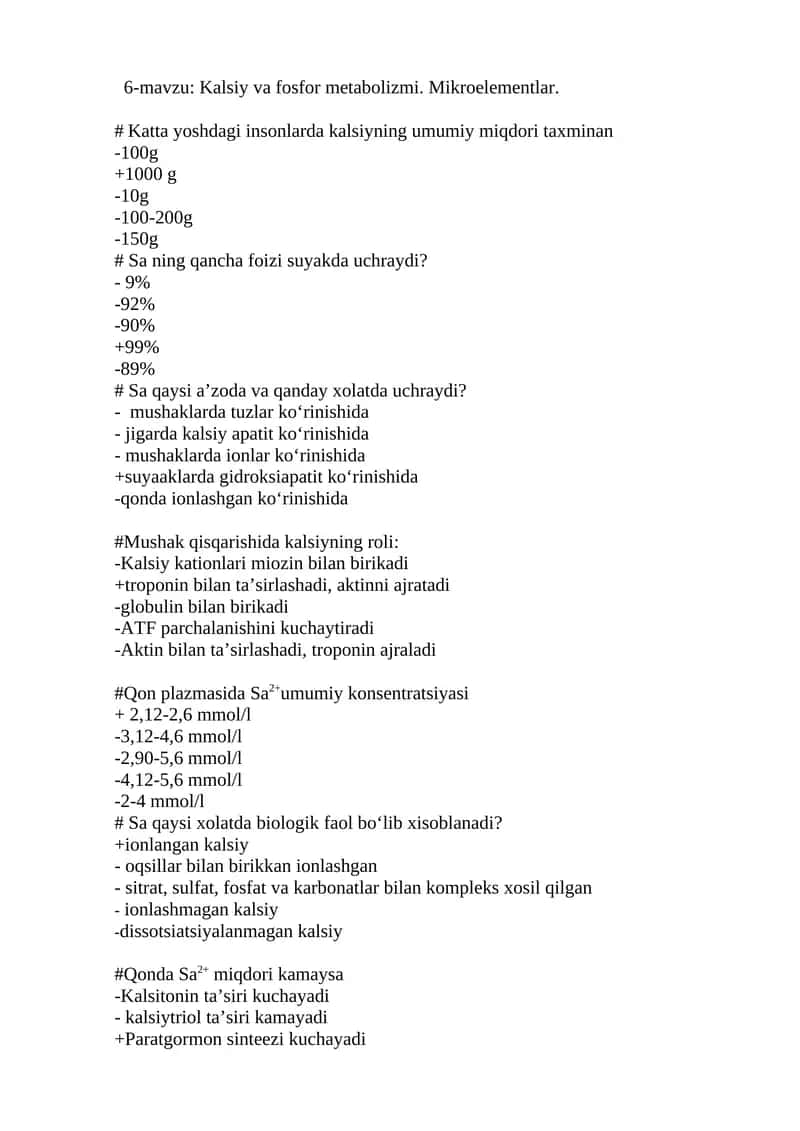 Kalsiy va fosfor metabolizmi