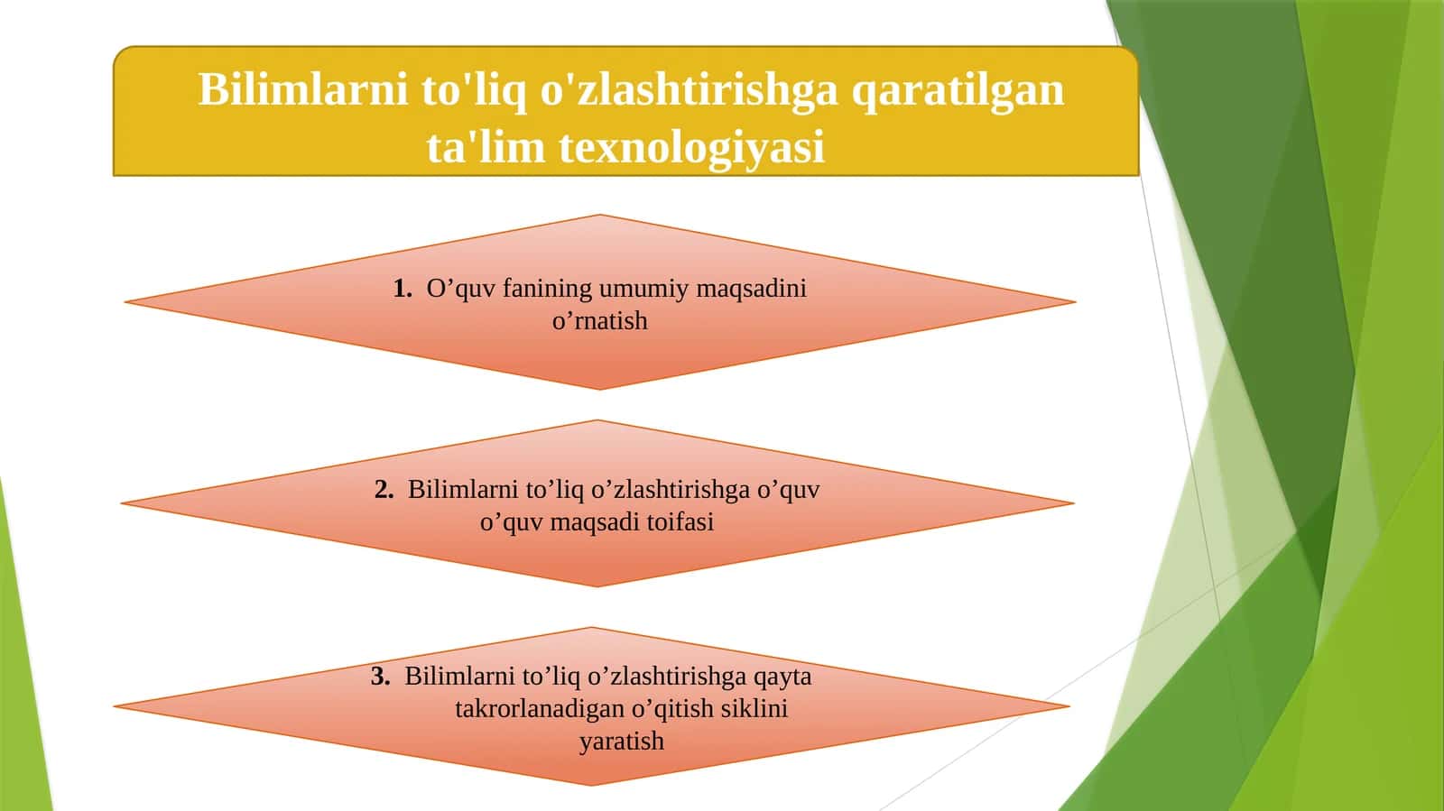 Bilimlarni to'liq o'zlashtirishga qaratilgan ta'lim texnologiyasi