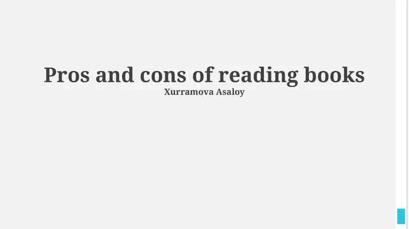 Pros and cons of reading books
