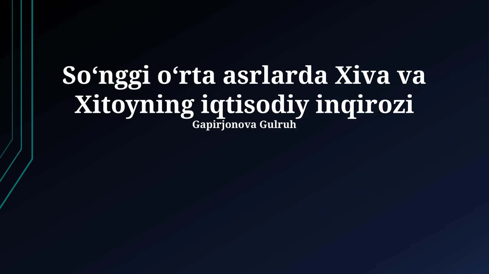 Xiva va Xitoyning iqtisodiy inqirozi