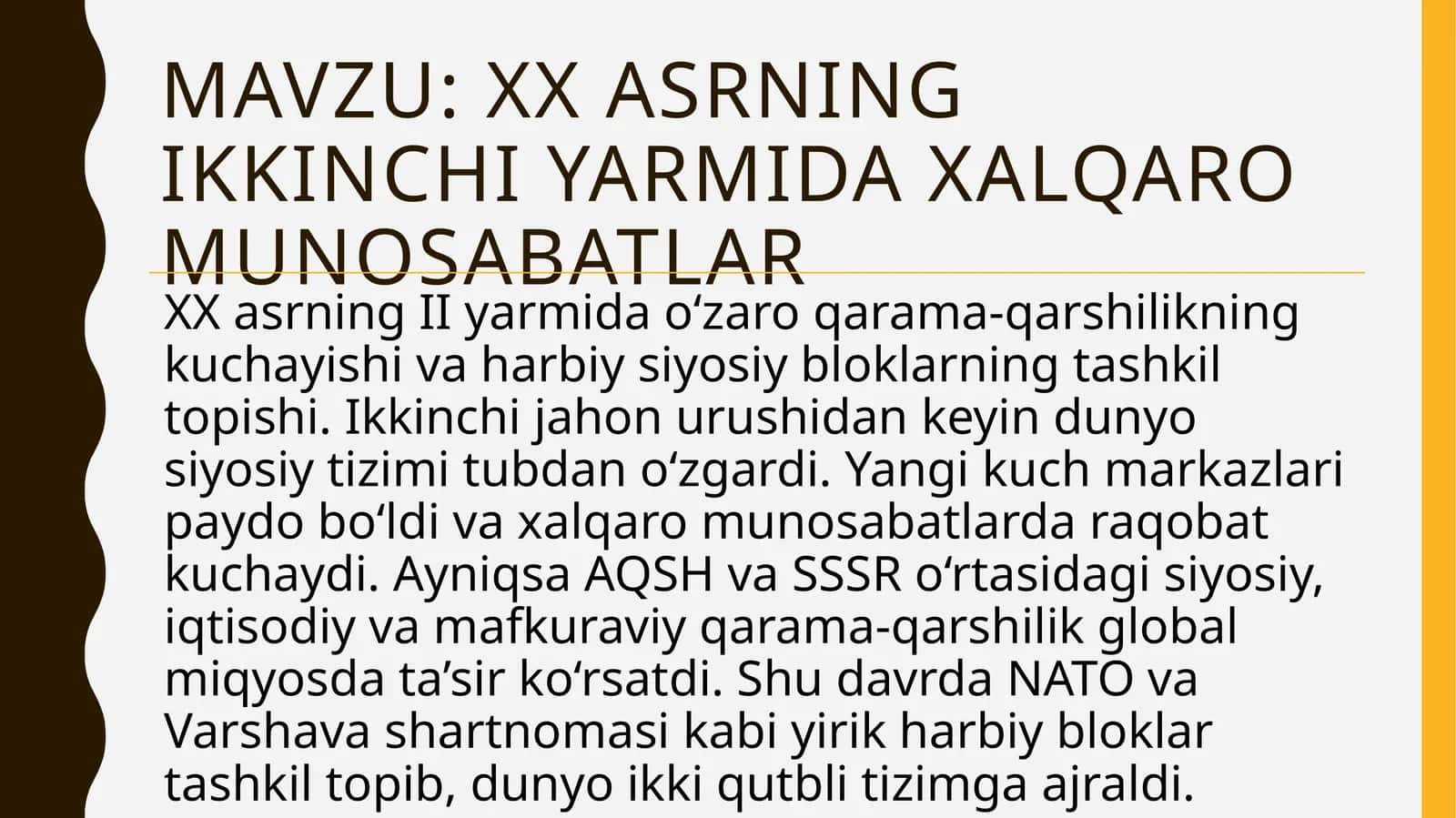 Ikkinchi jahon urushi va uning o'ziga xos xususiyatlari