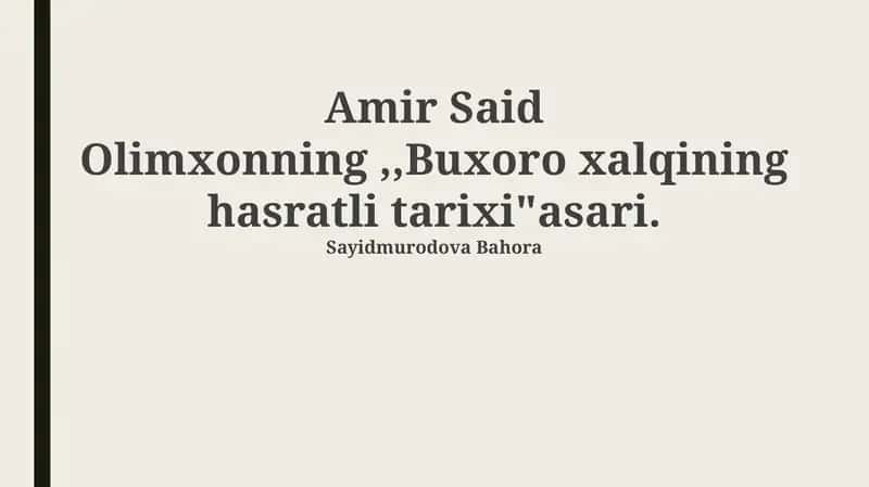 Buxoro xalqining hasratli tarixi
