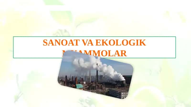 SANOAT VA EKOLOGIK MUAMMOLAR