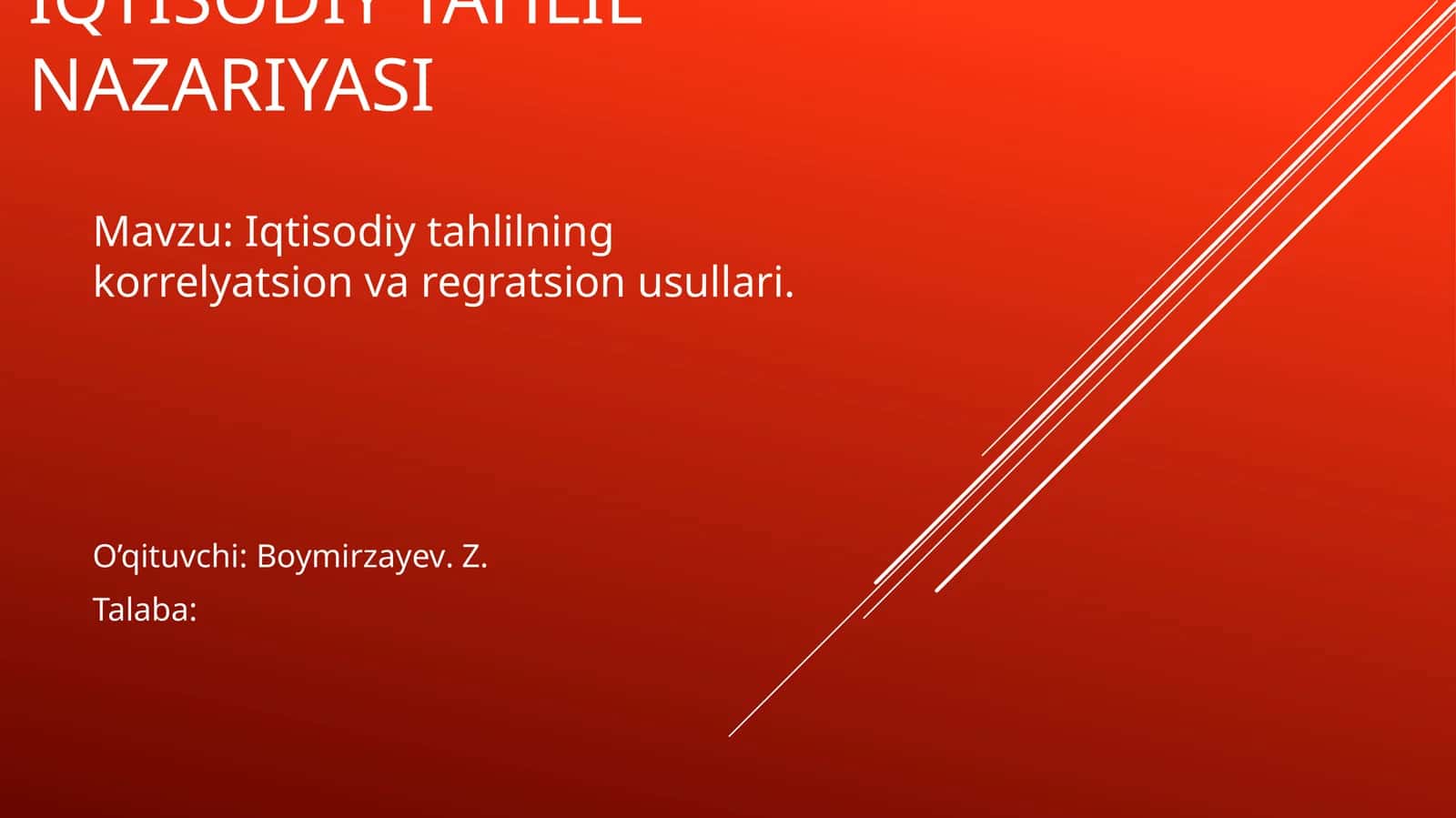 Iqtisodiy tahlilning korrelyatsion va regratsion usullari