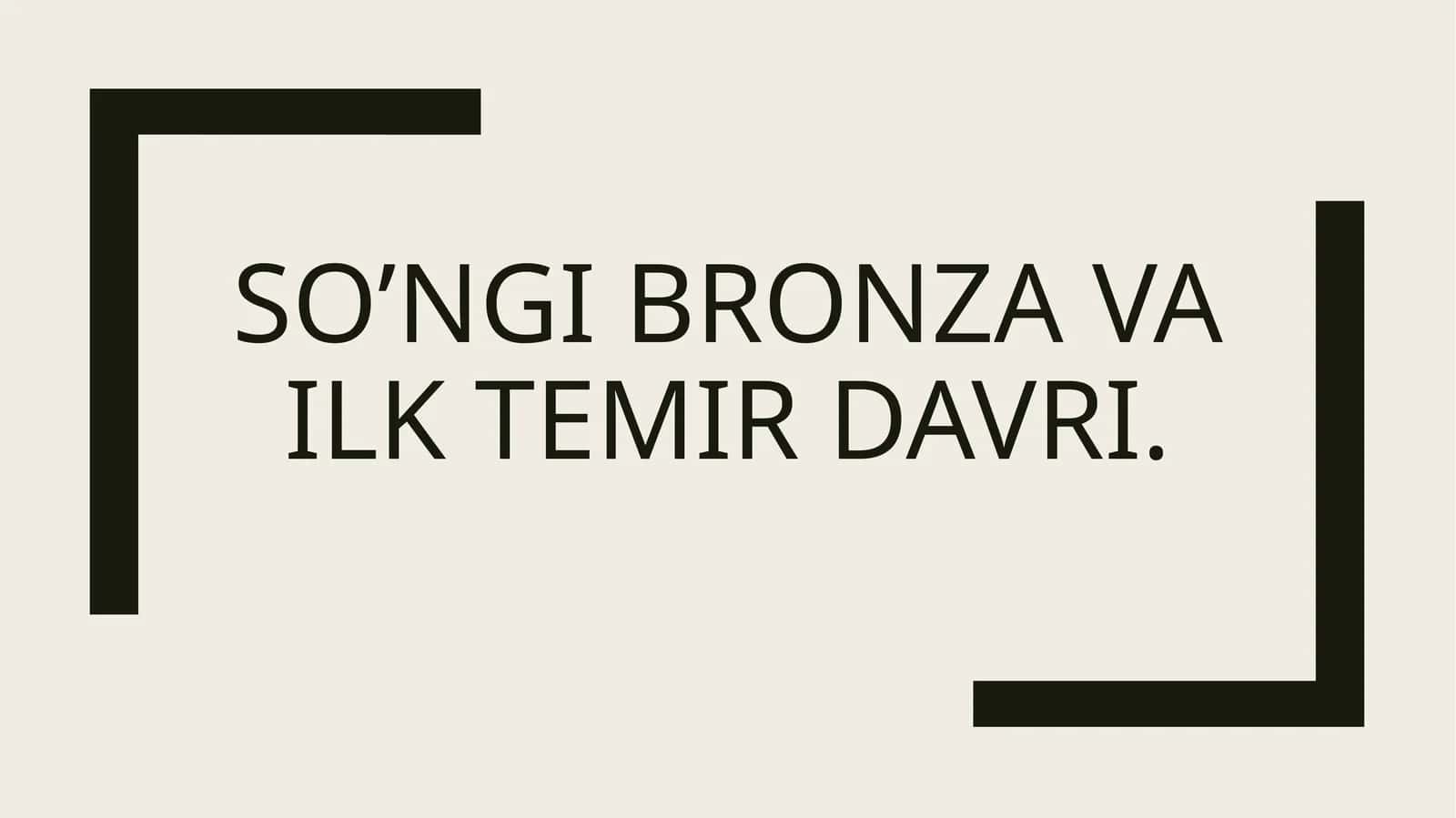 So’ngi bronza va ilk temir davri