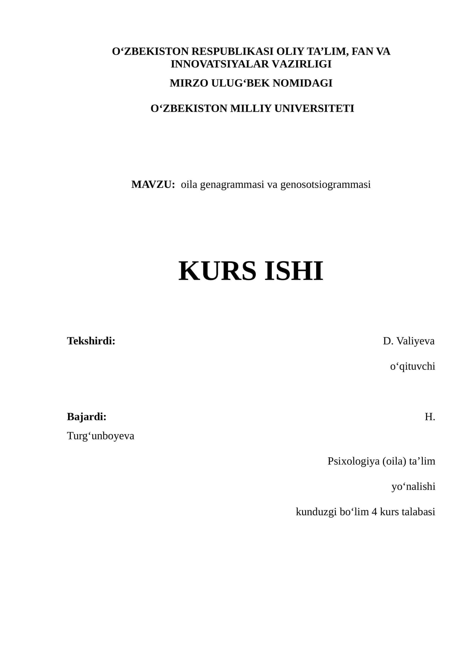 Oila genogrammasi va genosotsiogrammasi