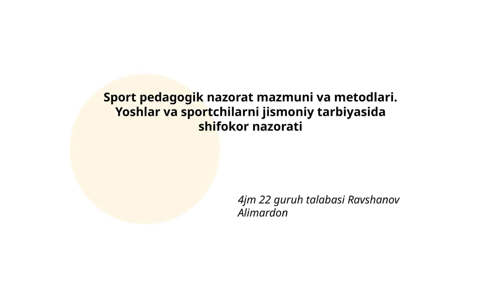 Sport pedagogik nazorat mazmuni va metodlari