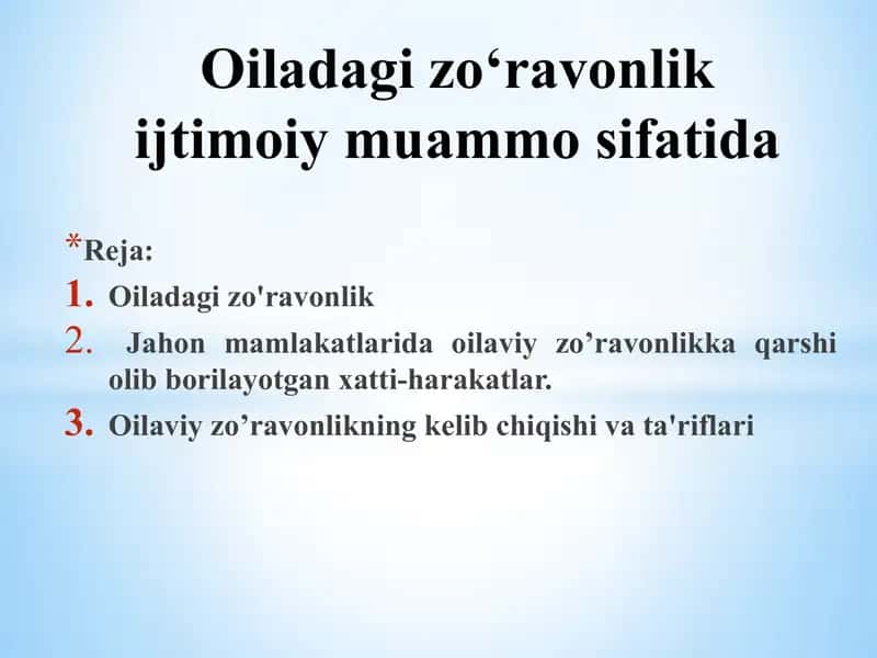 Oiladagi zoʻravonlik ijtimoiy muammo sifatida