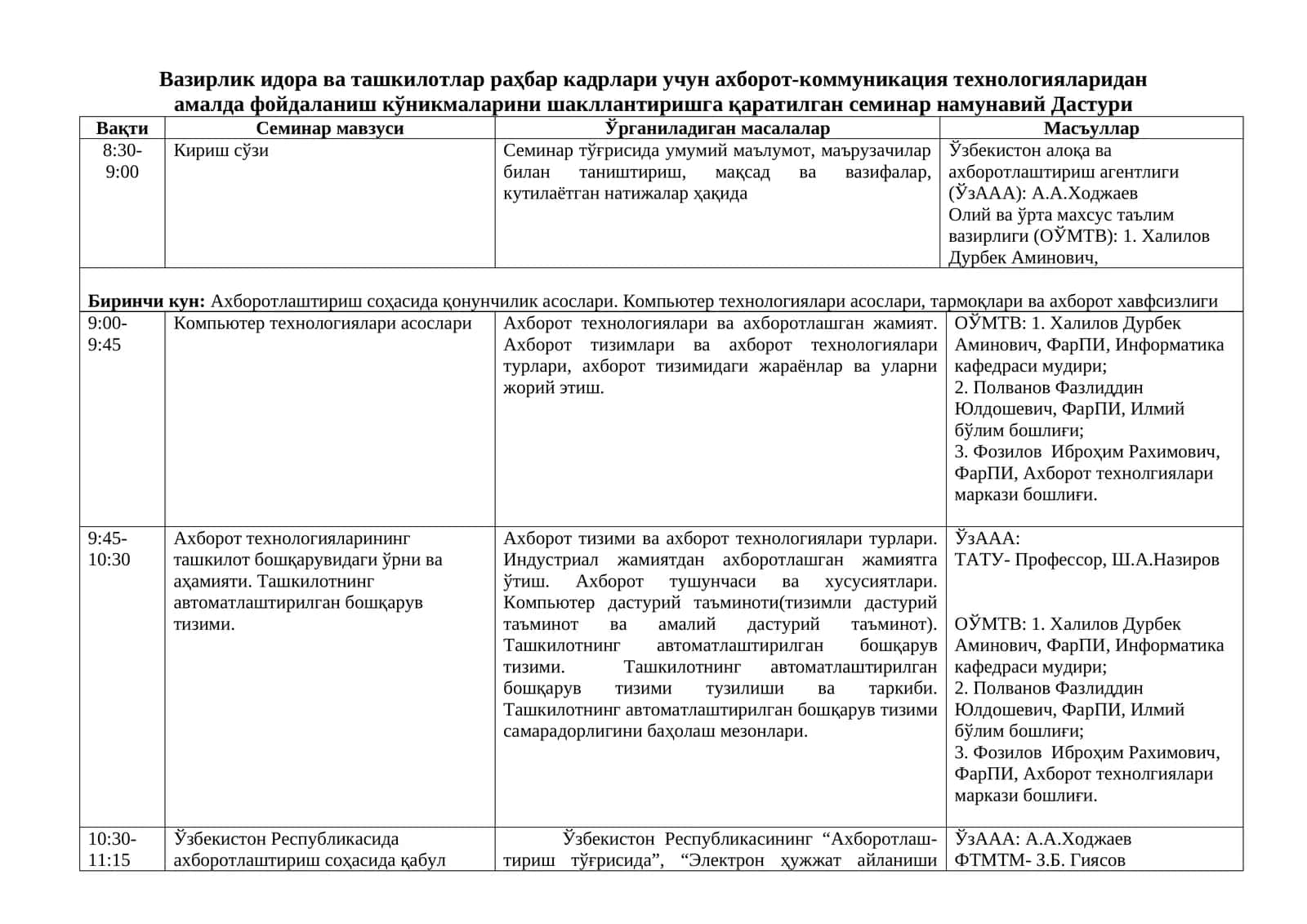 Ахборотлаштириш соҳасида қонунчилик асослари