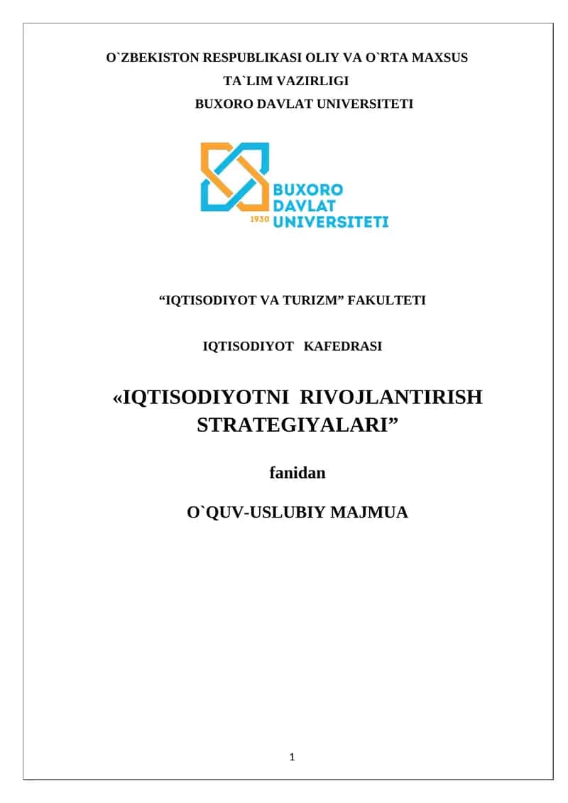 O'QUV-USLUBIY MAJMUA