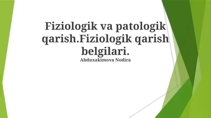 Fiziologik va Patologik Qarish