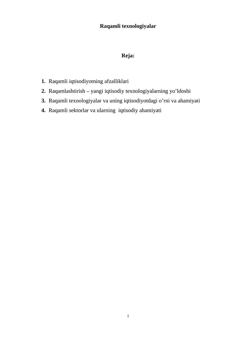 Raqamli texnologiyalar