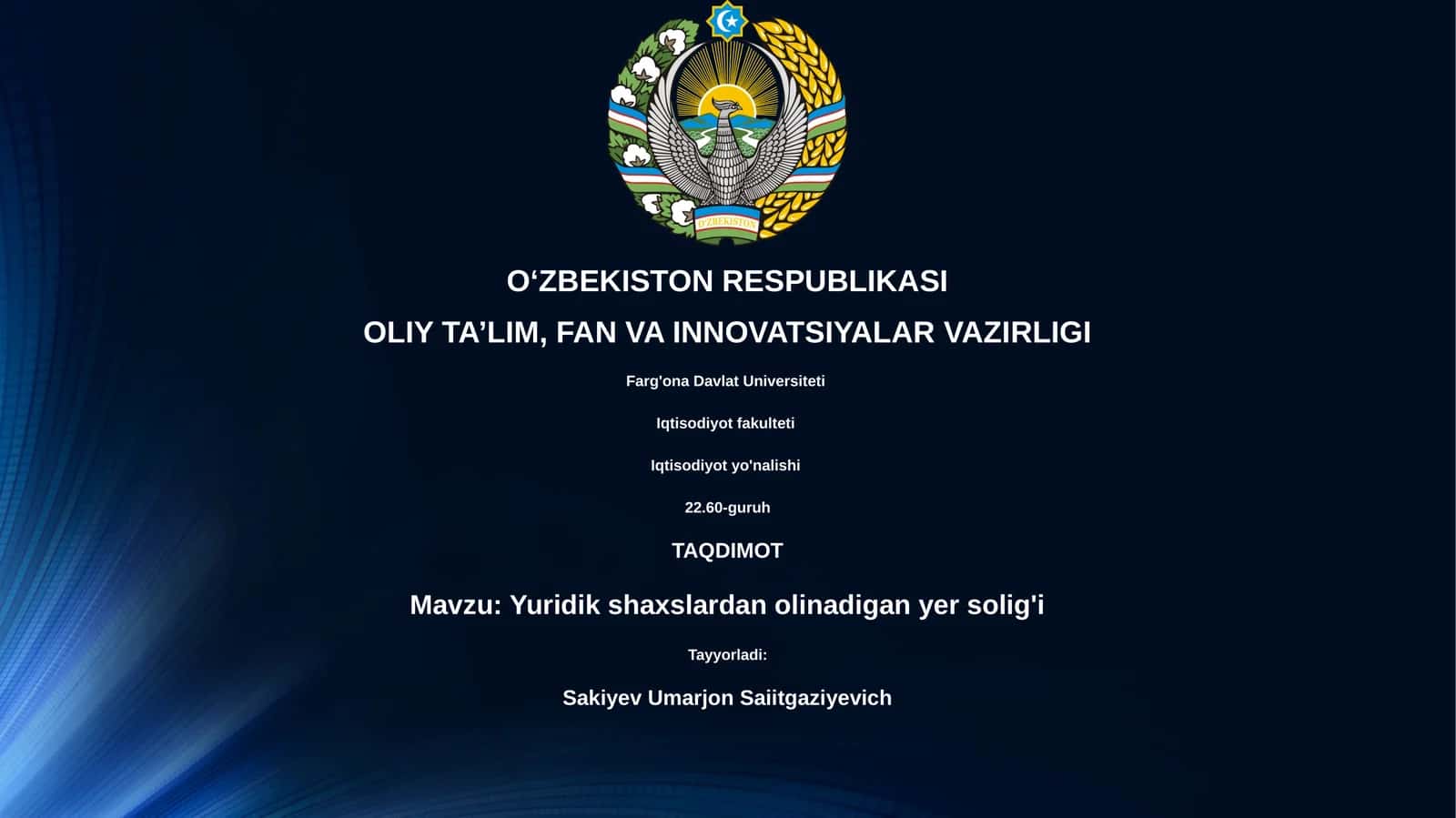 Yuridik shaxslardan yer solig'i
