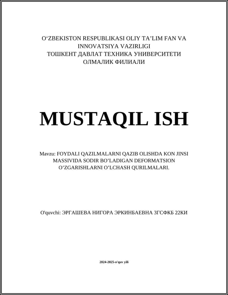 Deformatsion o'zgarishlarni o‘lchash usullari