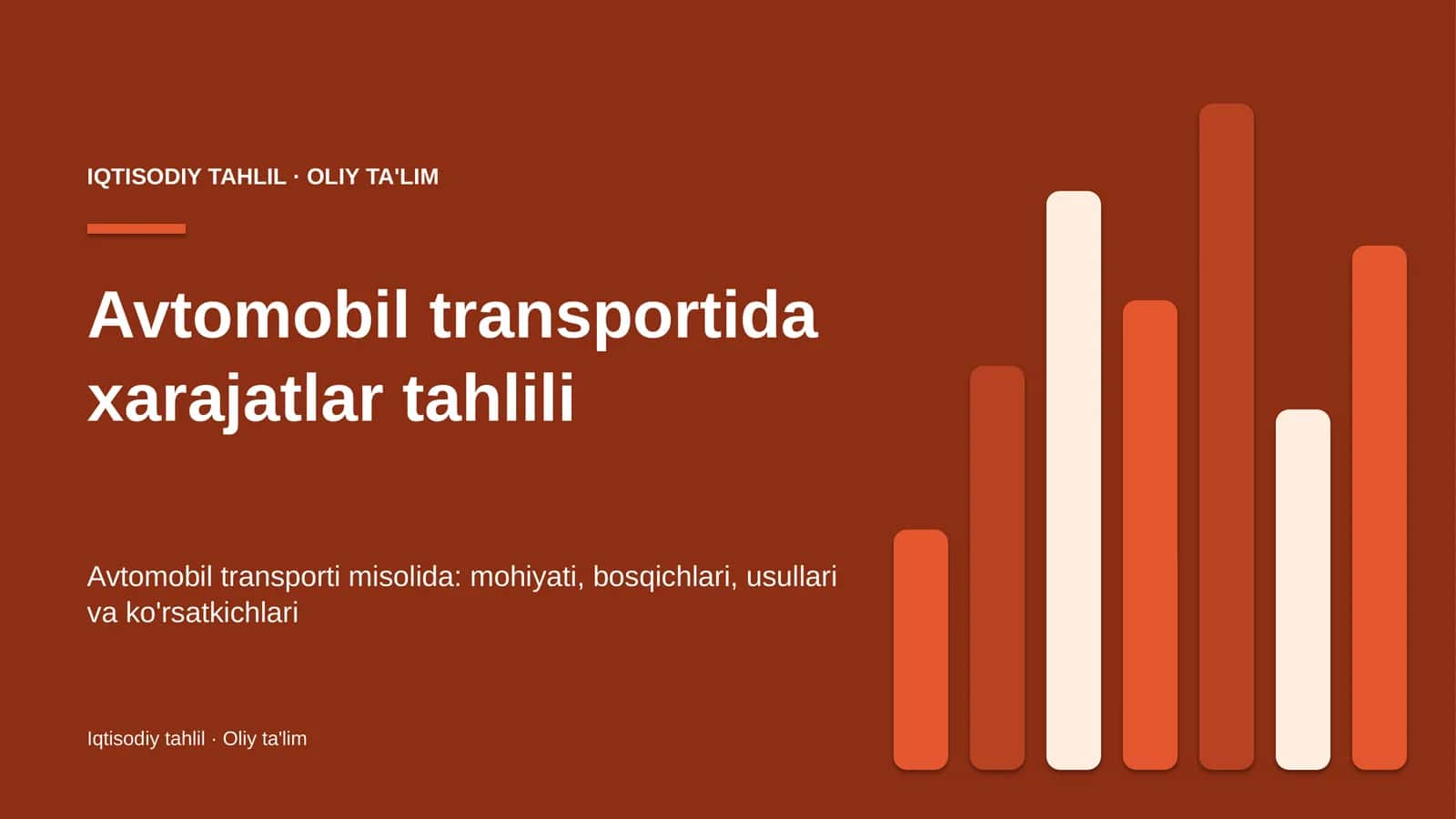 Avtomobil transportida xarajatlar tahlili