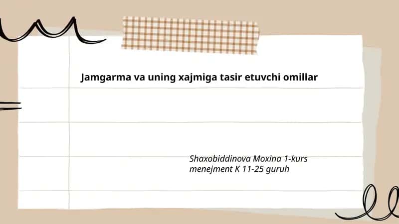 Jamgarma va uning xajmiga tasir etuvchi omillar