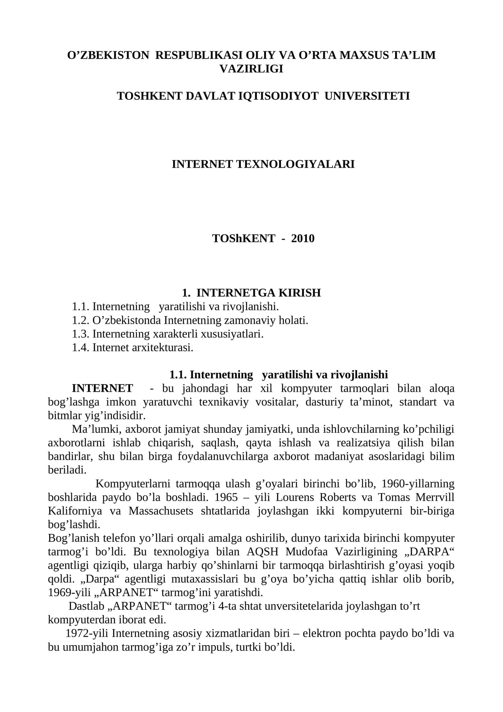 INTERNETGA KIRISH