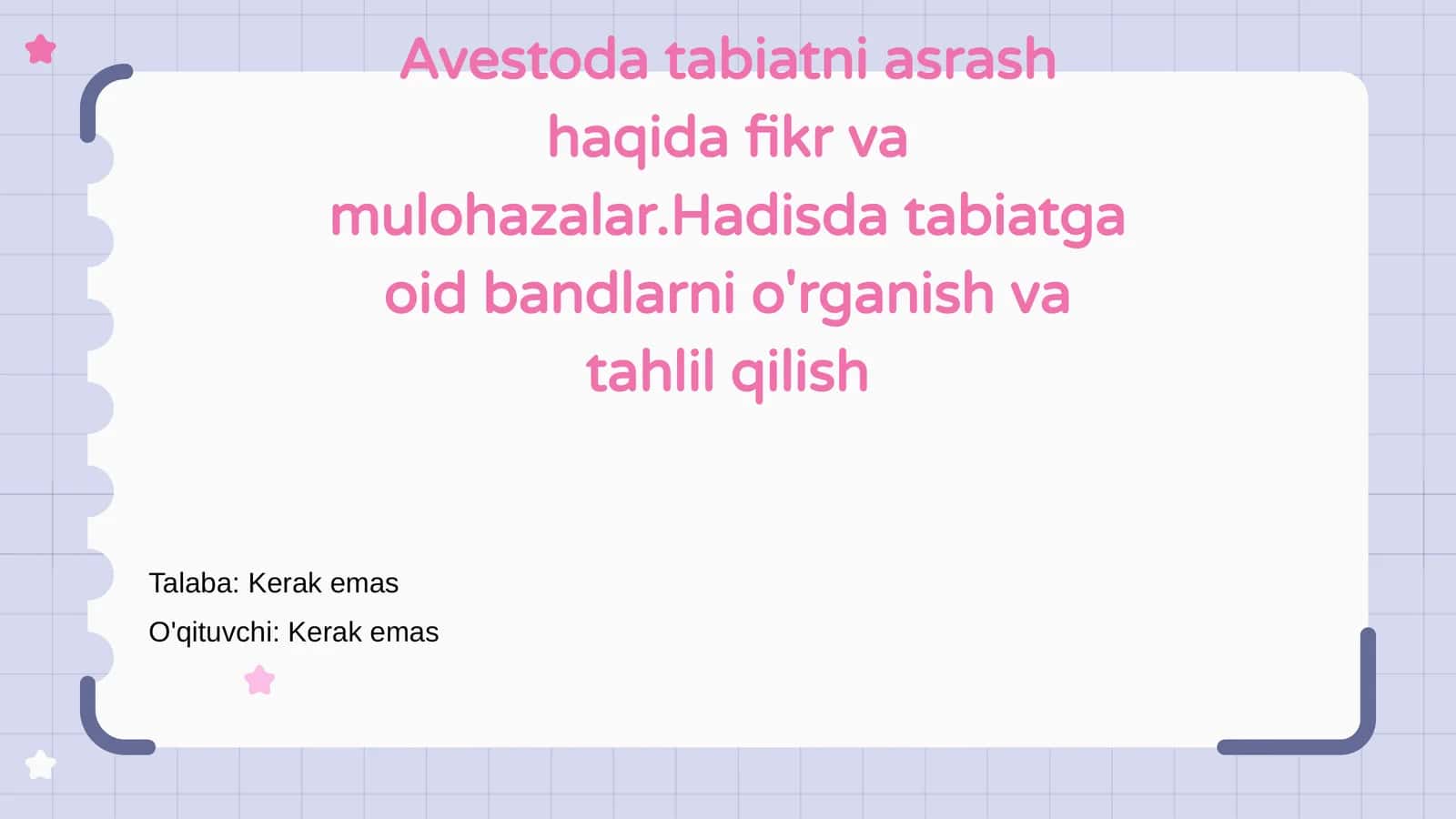 Avestoda Tabiatga Waqiflik