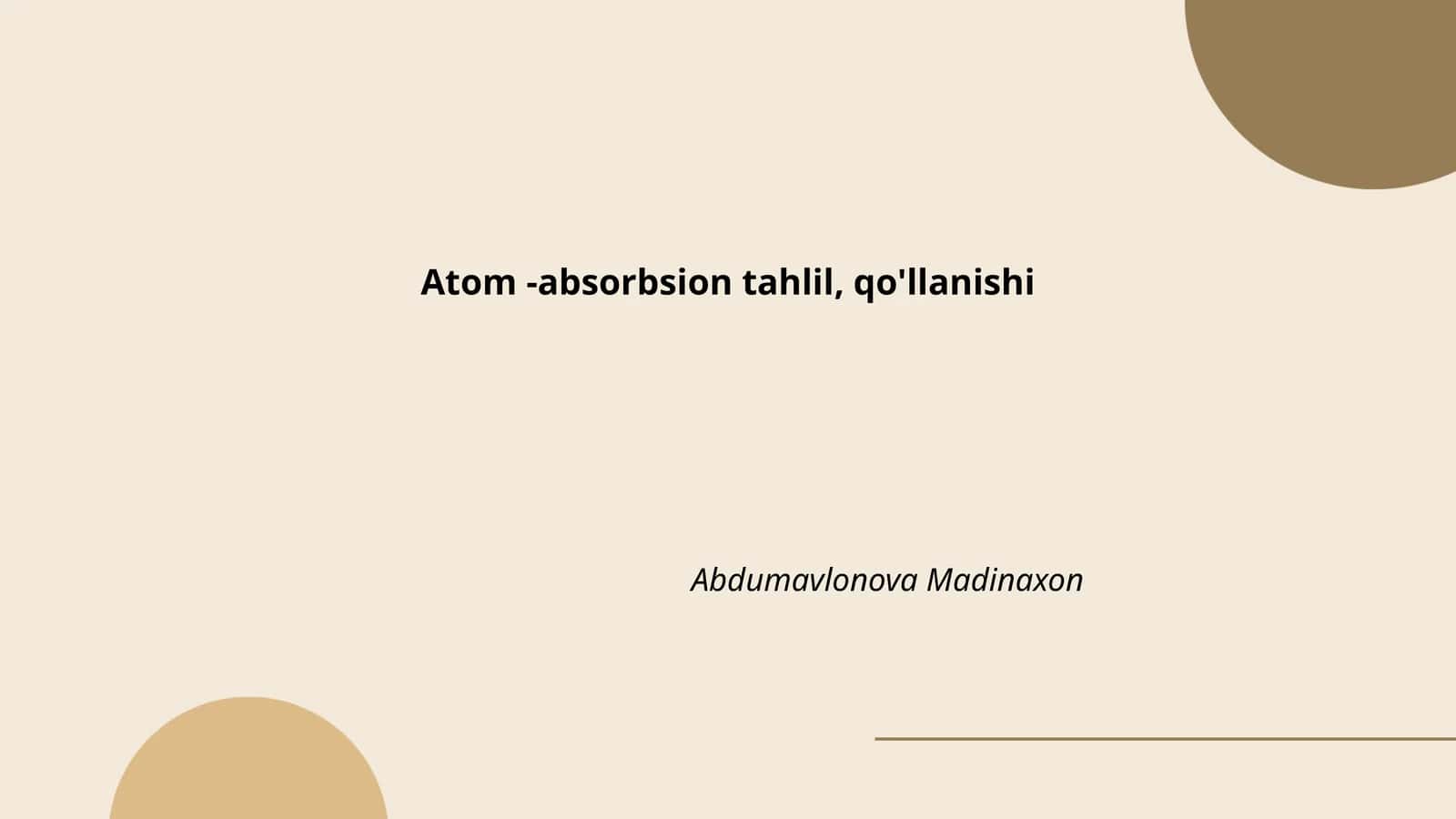 Atom-absorbsion tahlili