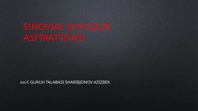 Sinovial suyuqlik aspiratsiyasi