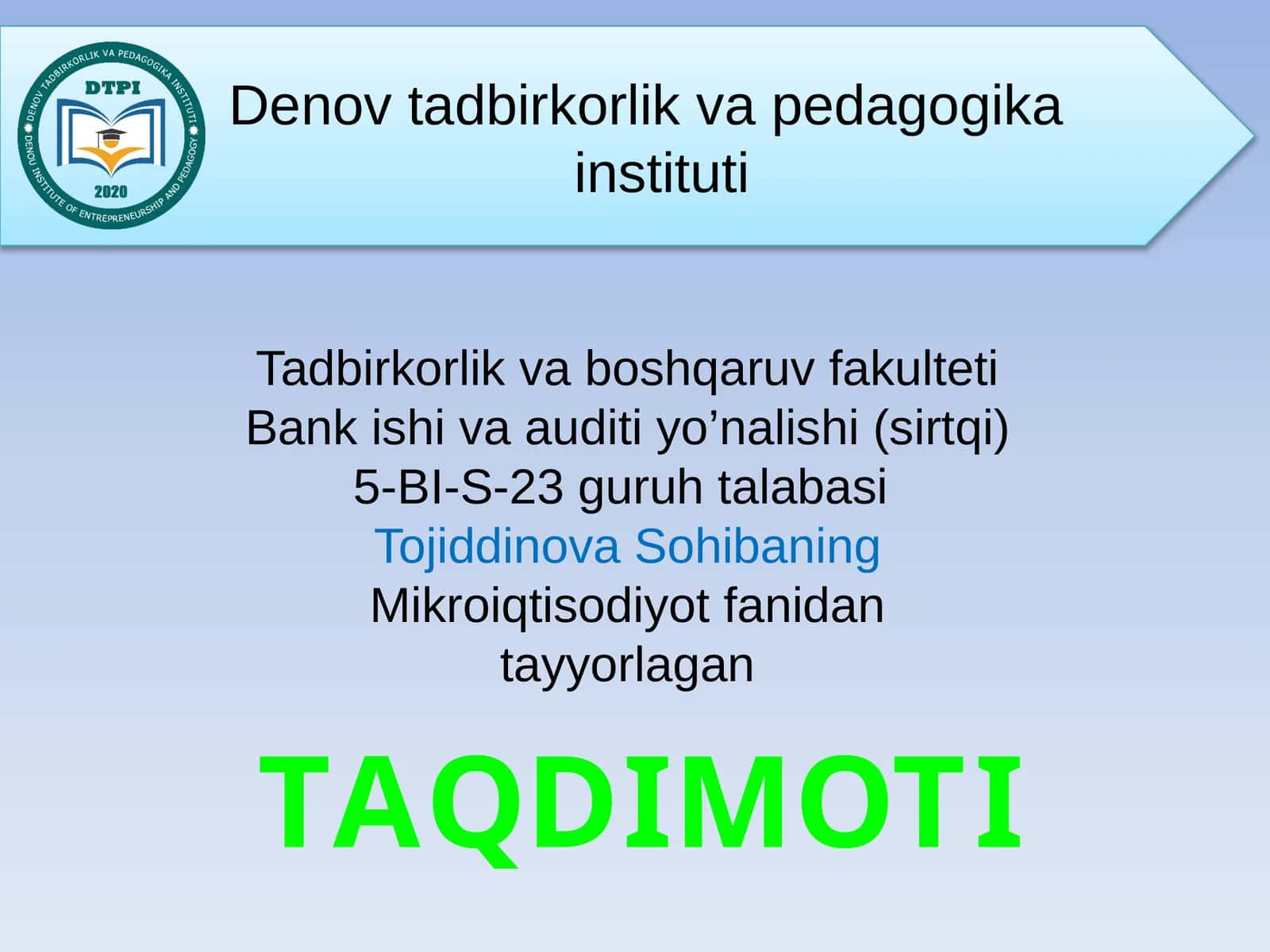 NARXNI SHAKLLANTIRISH TAMOYILLARI VA DAVLAT NAZORATI