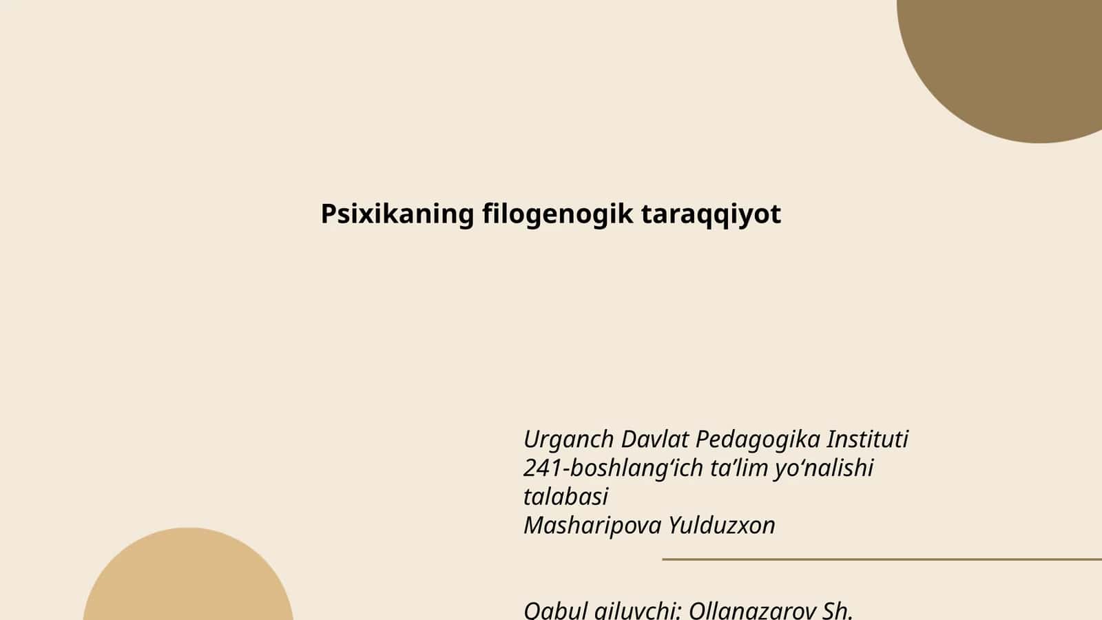 Psixikaning filogenogik taraqqiyot