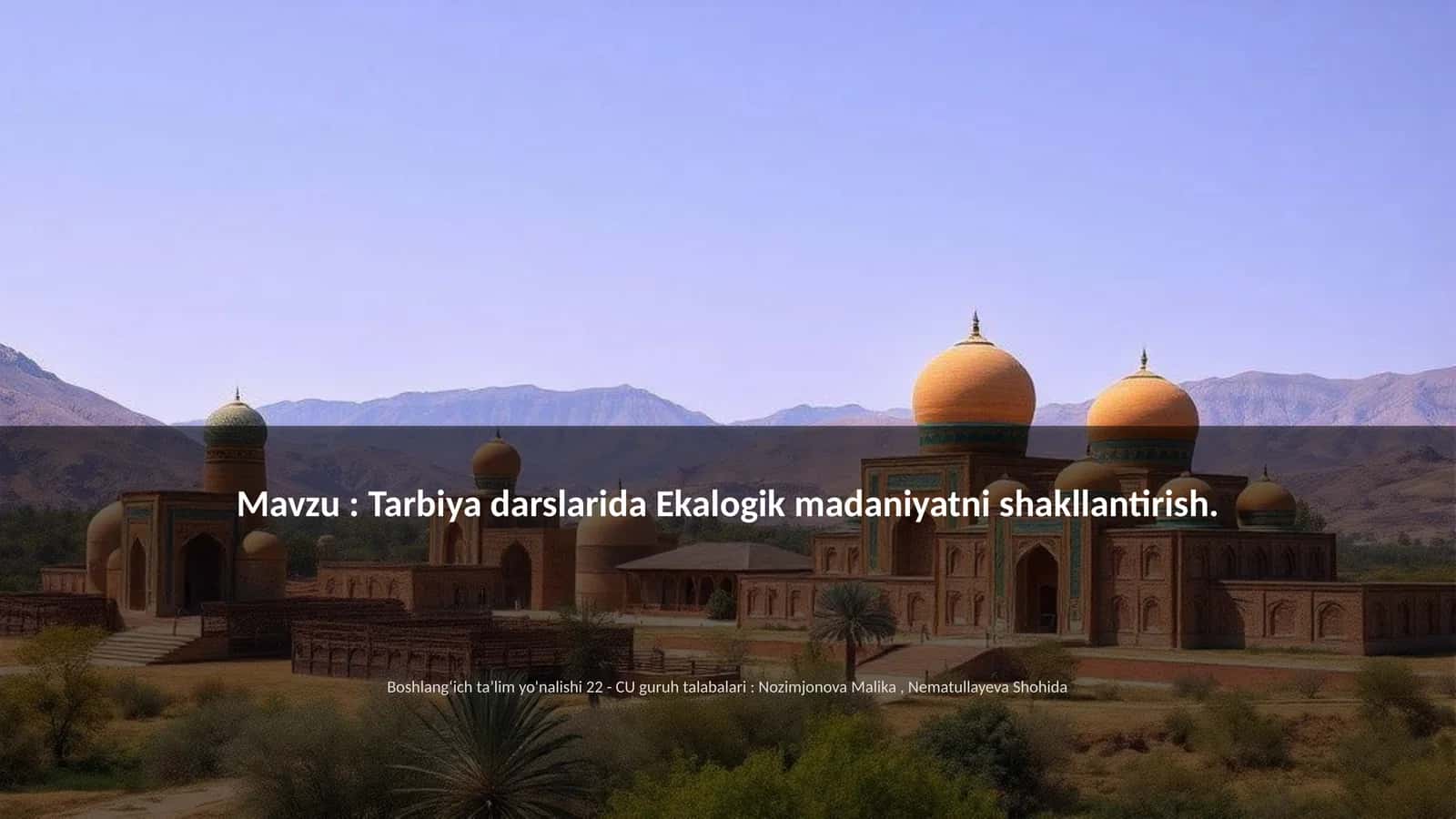 Ekalogik madaniyatni shakllantirish