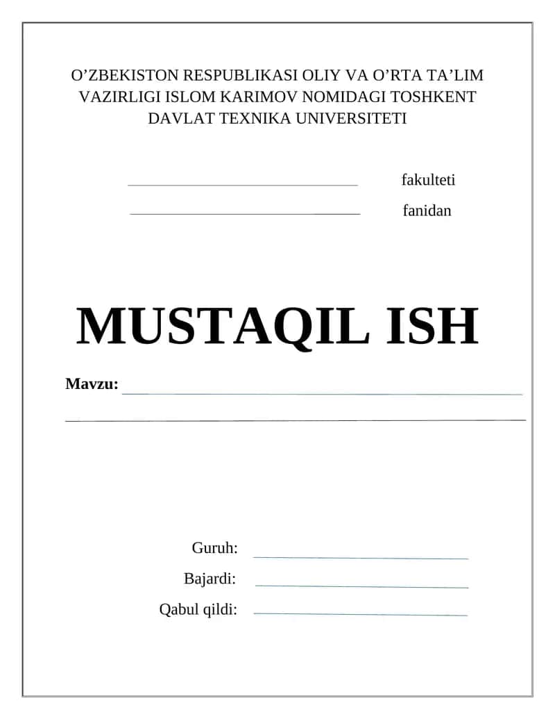 MUSTAQIL ISH yuzi