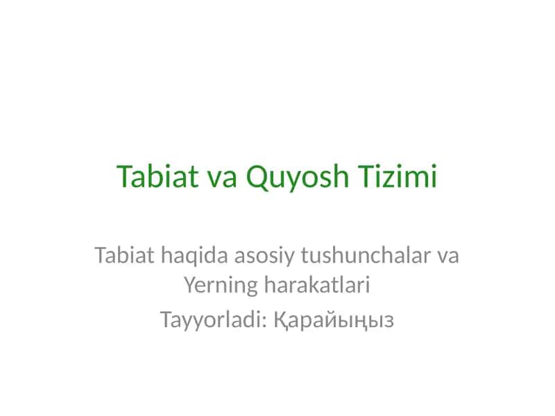 Tabiat va Quyosh Tizimi