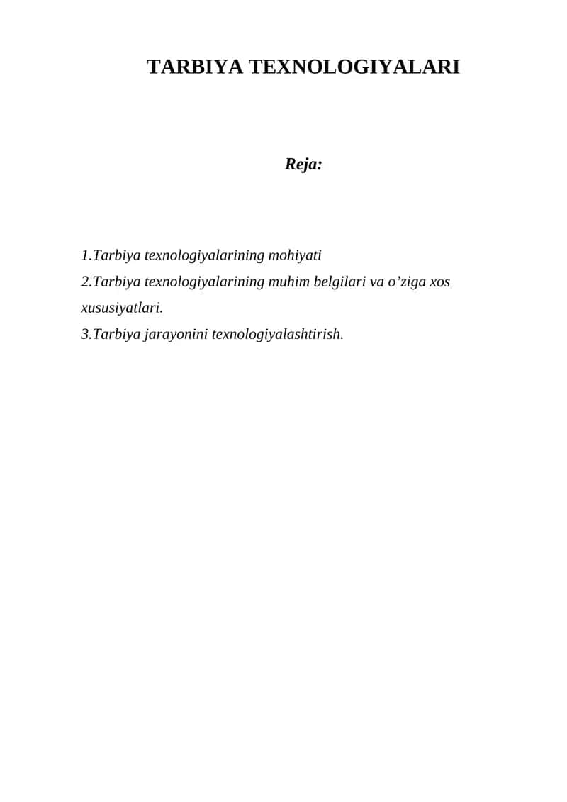 Tarbiya Texnologiyalari