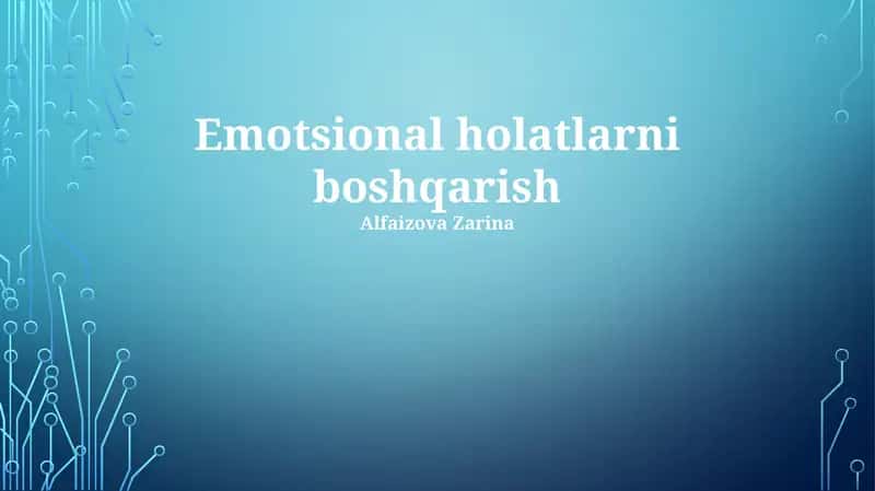 Emotsional holatlarni boshqarish