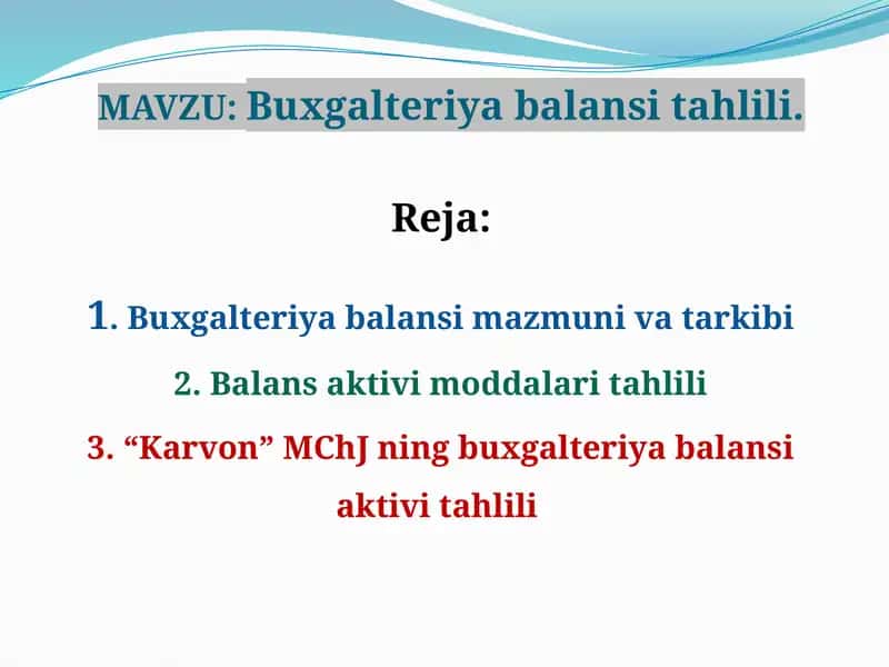 Buxgalteriya balansini tahlili