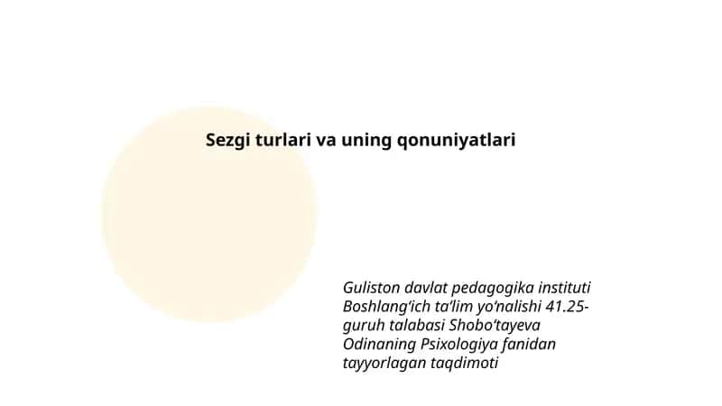 Sezgi turlari va uning qonuniyatlari