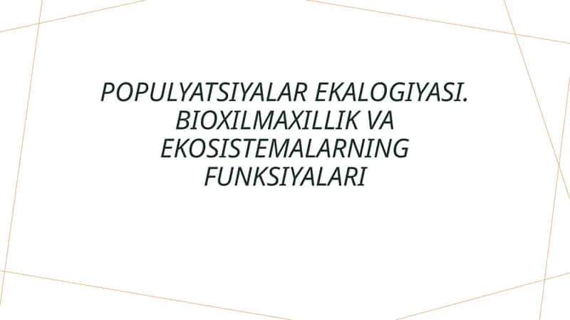 Populyatsiyalar Ekologiyasi
