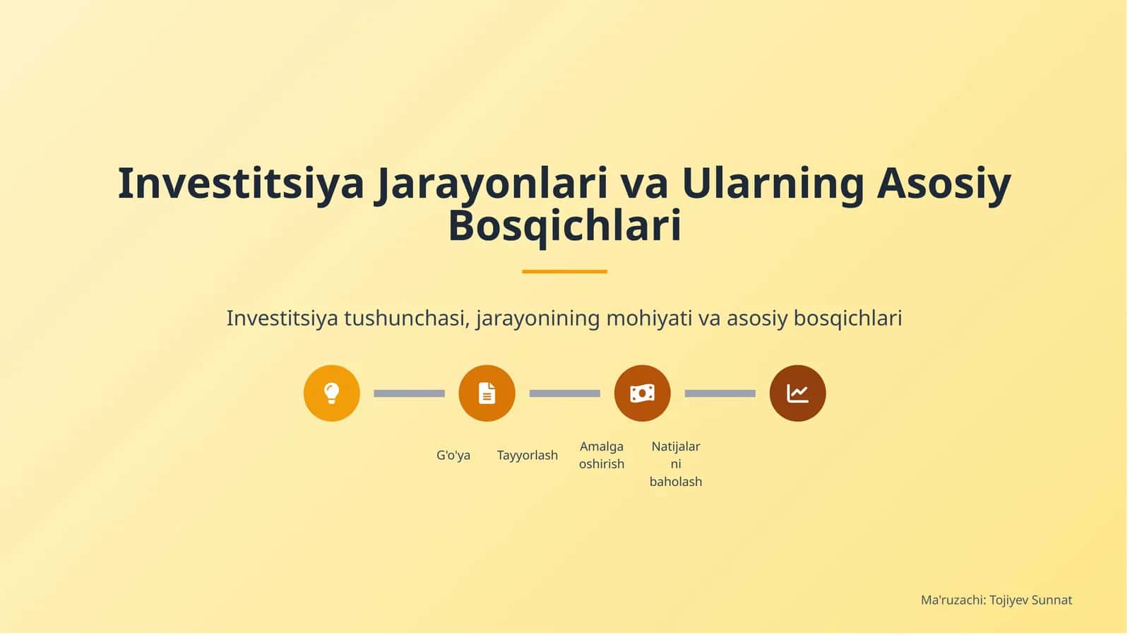 Investitsiya Jarayonlari va Ularning Asosiy Bosqichlari