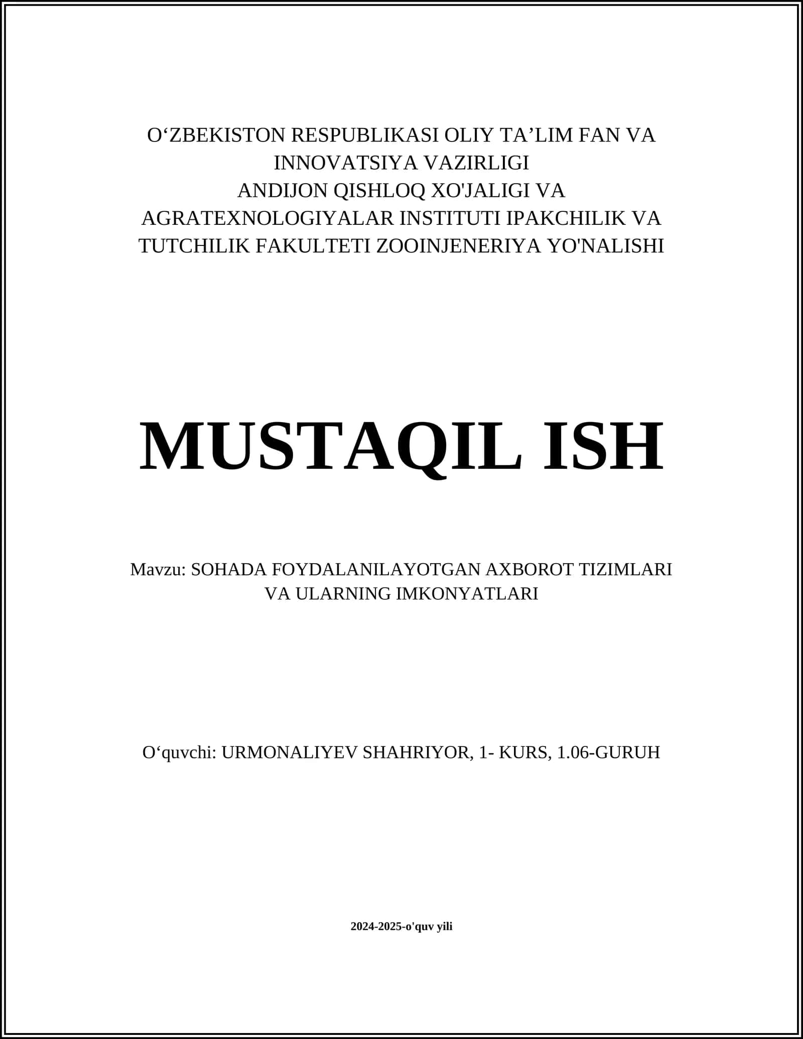 SOHADA FOYDALANILAYOTGAN AXBOROT TIZIMLARI VA ULARNING IMKONYATLARI