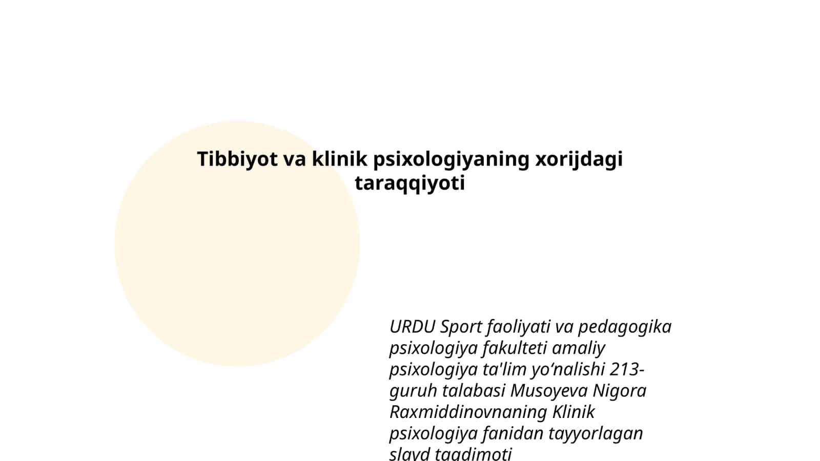 Klinik psixologiya fanidan tayyorlagan slayd taqdimoti