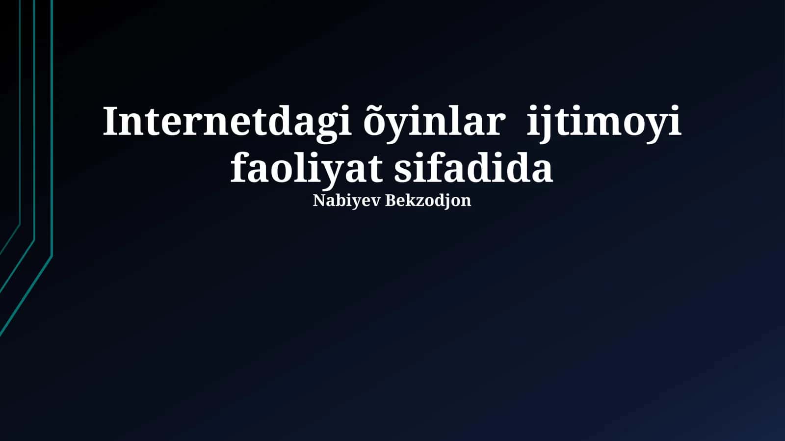 Onlayn O'yinlarning Ijtimoiy Ta'siri