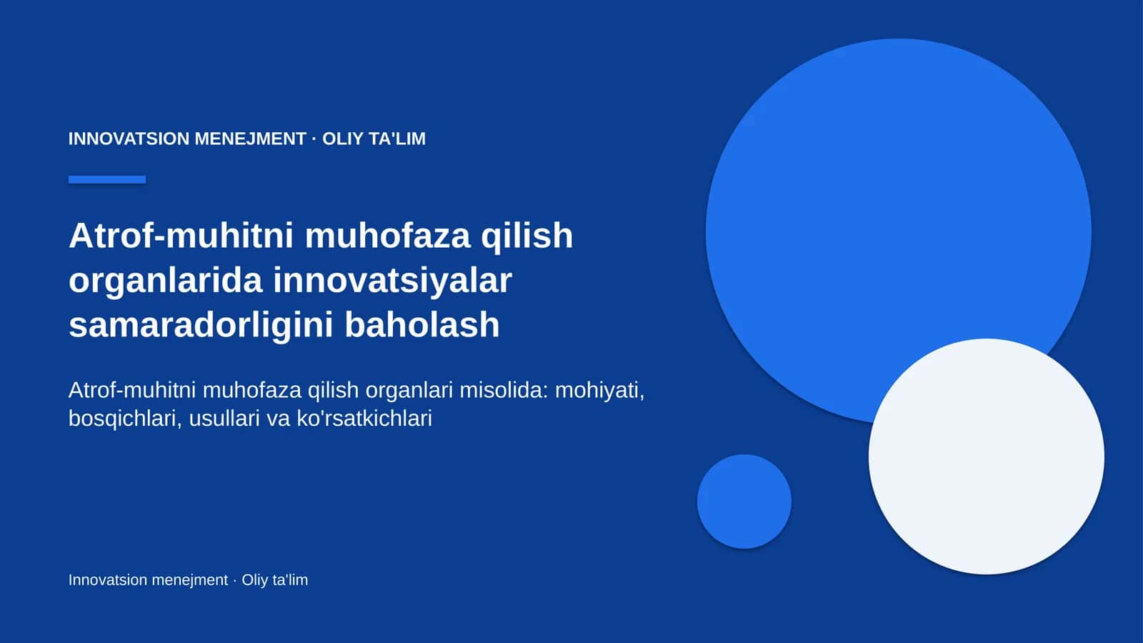 Innovatsion menejment · Oliy ta'lim