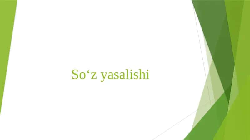 Soʻz yasalishi