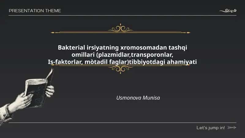 Bakterial irsiyatning xromosomadan tashqi omillari (plazmidlar, transporonlar, Is-faktorlar, mòtadil faglar) tibbiyotdagi ahamiyati