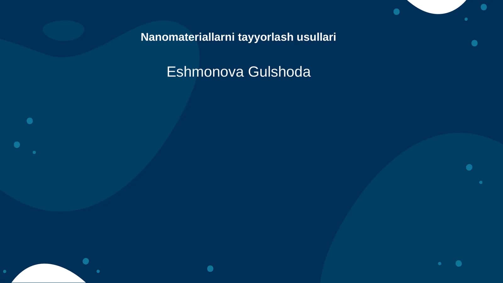Nanomateriallarni tayyorlash usullari