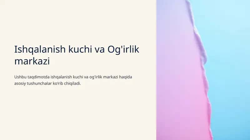 Ishqalanish kuchi va Og'irlik markazi